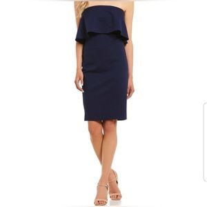 Gianni Bini Navy Blue Strapless Sheath Dress | size Large | worn once